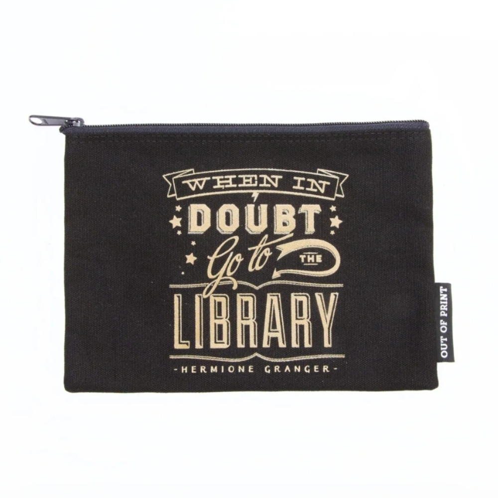 Out of Print Black and Gold Library Pouch NWT
